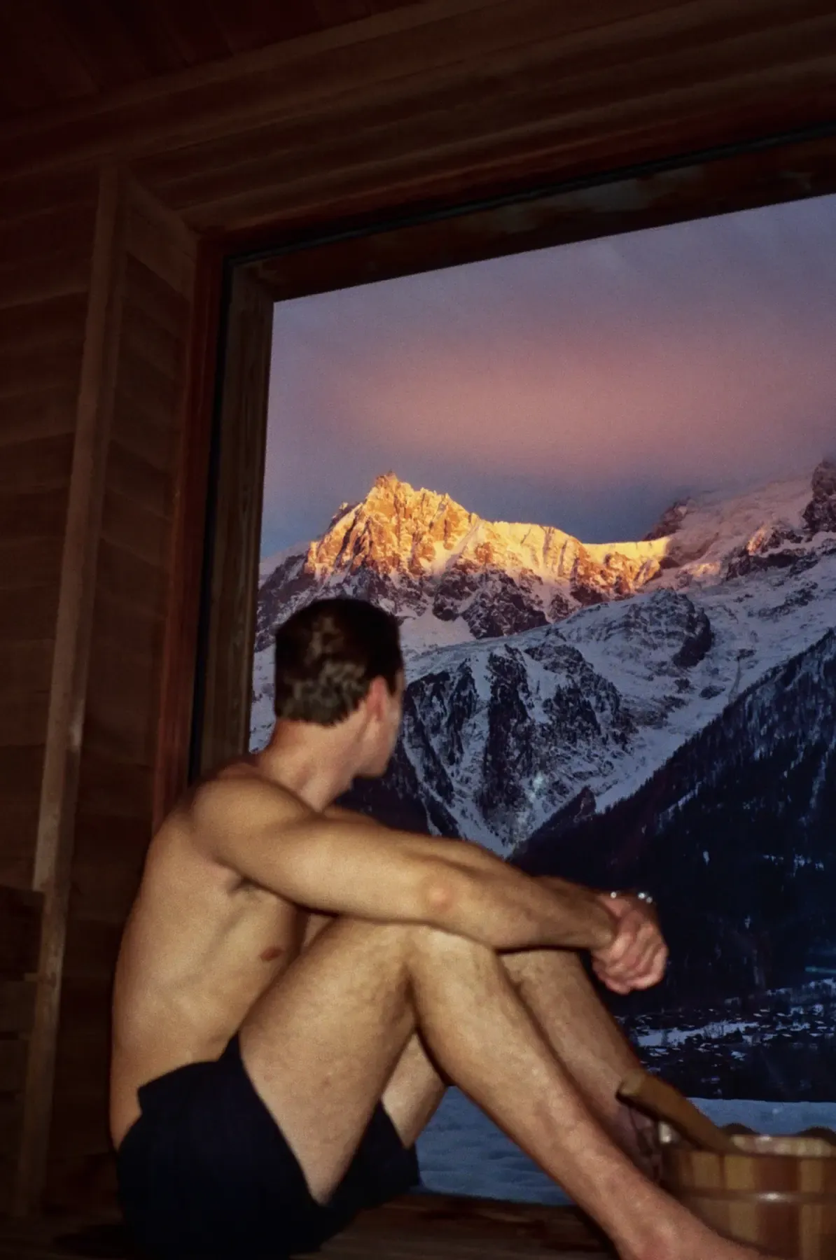Portrait framed by Alpine peaks